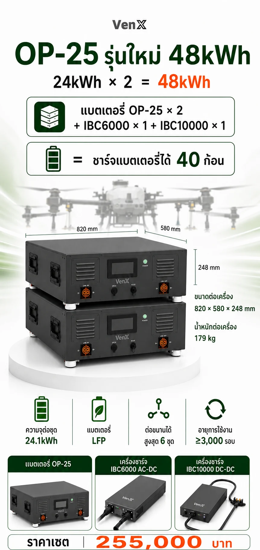 VenX OP-25 dual-pack set poster showing the 255000 THB price